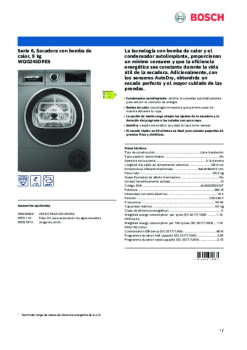 Ficha técnica BOSCH WQG245DRES Ficha técnica BOSCH WQG245DRES