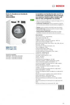 Bosch WQG24500ES Sèche-linge pompe à chaleur à chargement frontal 9Kg A++  Blanc
