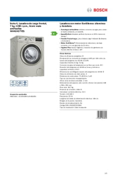 BOSCH WAN2427YES LAVADORA ACERO MATE 7KG 1200RPM B ActiveWater
