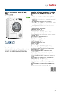 Secadora Bosch 8 Kg Condensación, Bomba de calor - WTR85V92ES
