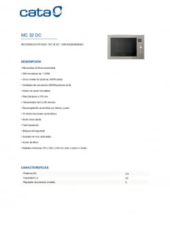 Microondas Cata MC 32 DC – 900W, 32 Litros - ComproFacil