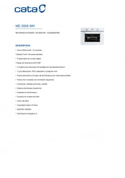 HORNO COMPACTO CATA MD5008WH 45/CM BLANCO MULTIFUCION CLASE A