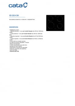 Vitrocerámica de inducción Cata IBG 6304 BK, 60cm - Electromanchón