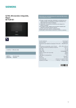 Fitxa tècnica SIEMENS BE732R1B1 Fitxa tècnica SIEMENS BE732R1B1