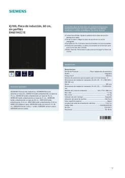 Fitxa tècnica SIEMENS EH631HCC1E