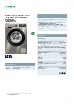 Fitxa tècnica SIEMENS WG56G2ZAES