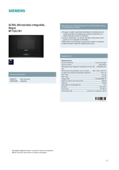 Fitxa tècnica SIEMENS BF722L1B1 Fitxa tècnica SIEMENS BF722L1B1