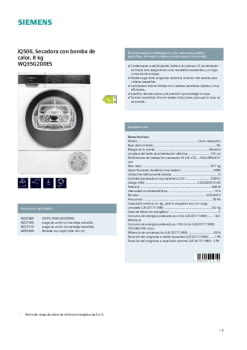 Fitxa tècnica SIEMENS WQ35G2D0ES