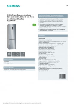 Siemens KG39NAIBT - Frigorífico Combi No Frost 203x60cm Antihuellas Clase B  · Comprar ELECTRODOMÉSTICOS BARATOS en