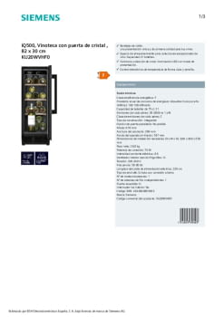 Vinoteca integrable KU21WAHG0 Siemens - Electromanchón