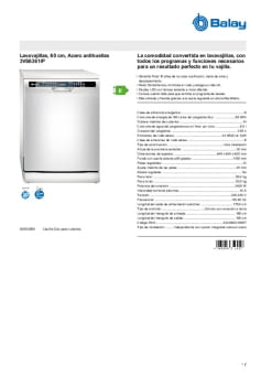 Fitxa tècnica BALAY 3VS6361IP