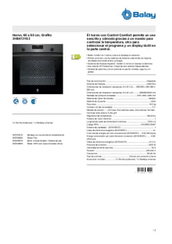 Fitxa tècnica BALAY 3HB4131G3 Fitxa tècnica BALAY 3HB4131G3