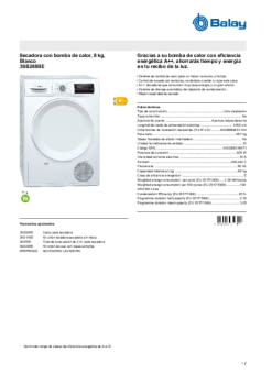 Ficha técnica BALAY 3SB288BE