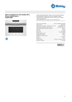 Fitxa tècnica BALAY 3CW5179B3