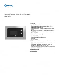 Microondas integrable Balay 3CG6112X3 - Soloelectro