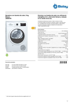 Ficha técnica BALAY 3SB581B