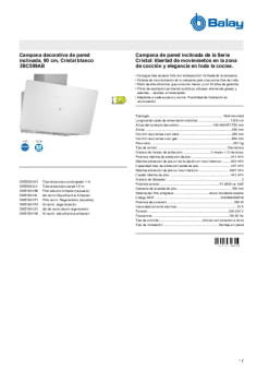 Fitxa tècnica BALAY 3BC599AB Fitxa tècnica BALAY 3BC599AB