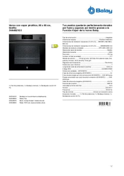 Fitxa tècnica BALAY 3HA4821G3 Fitxa tècnica BALAY 3HA4821G3