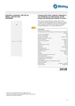 Fitxa tècnica BALAY 3KFE550WI Fitxa tècnica BALAY 3KFE550WI