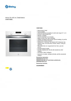 Guía de Compra: Horno Balay 3HB5358B0 Multifunción con Cristal Blanco -  StopCrazy Blog