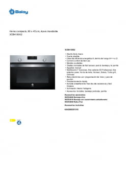 3CB4130X2 Horno compacto  Balay Electrodomésticos ES