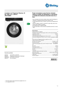 Fitxa tècnica BALAY 3TS3104BH