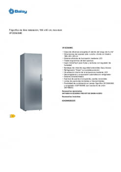 Balay 3GFF563ME Congelador Vertical 242L F Acero Mate
