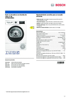 Fitxa tècnica BOSCH WTR85V00ES