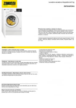 Lavadora secadora integrable Zanussi 8 kg / 1600 rpm - ZNT816PCWA