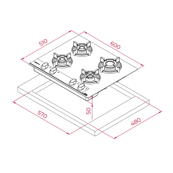TEKA GBC 64-G1 BM NAT PLACA CRISTAL NEGRO MATE GAS BUTANO 60CM 4 FUEGOS Infinity G1 - 8