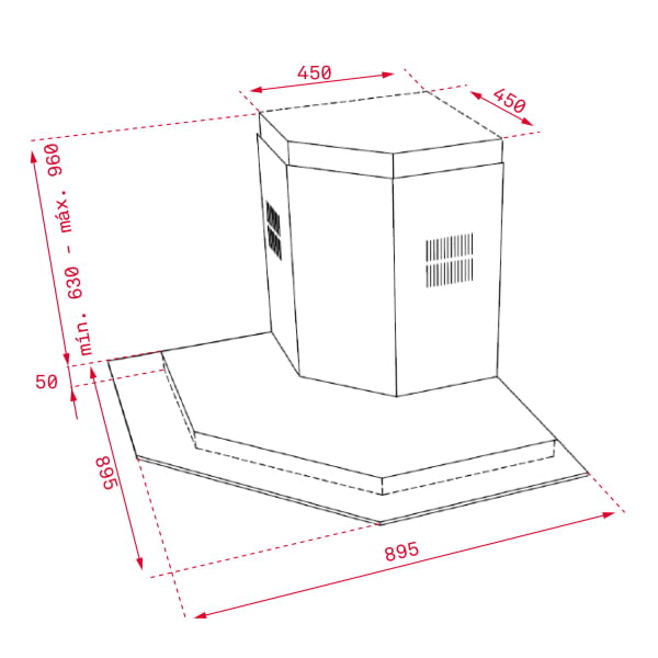 TEKA DQ2 985 CAMPANA HORIZONTAL INOX 90CM 807M3/H A Mandos electronicos retroiluminados - 5