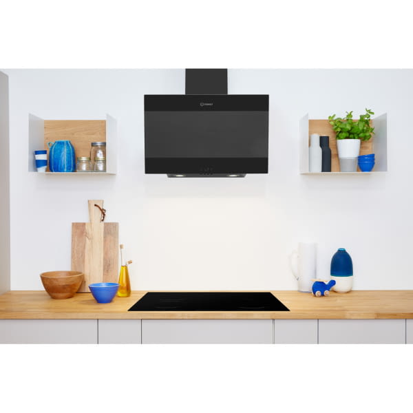 INDESIT IHVP 6.6 LM K CAMPANA INCLINADA CRISTAL NEGRO 60CM 647M3/H B Luz LED - 3