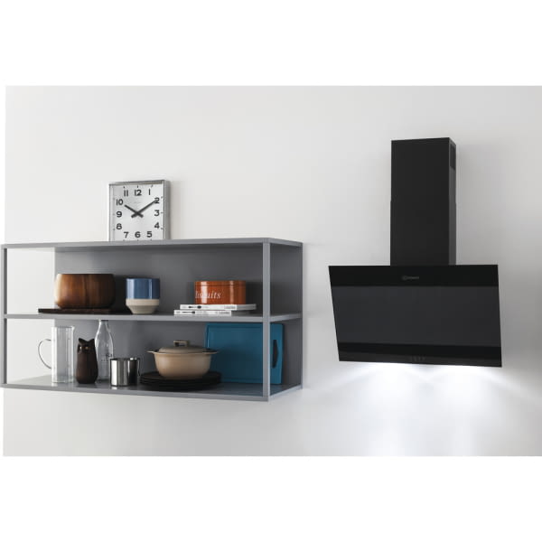 INDESIT IHVP 6.6 LM K CAMPANA INCLINADA CRISTAL NEGRO 60CM 647M3/H B Luz LED - 9