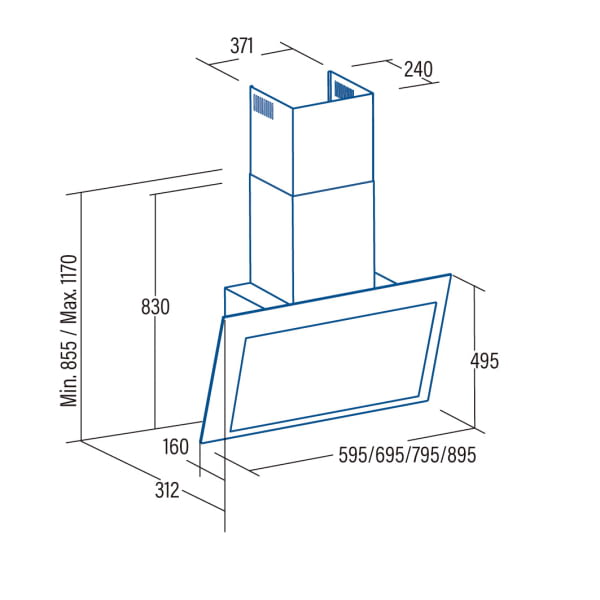 CATA THALASSA 900XGWH /E CAMPANA VERTICAL  CRISTAL BLANCO 90CM 842M3/H A+++ Motor Brushless - 2