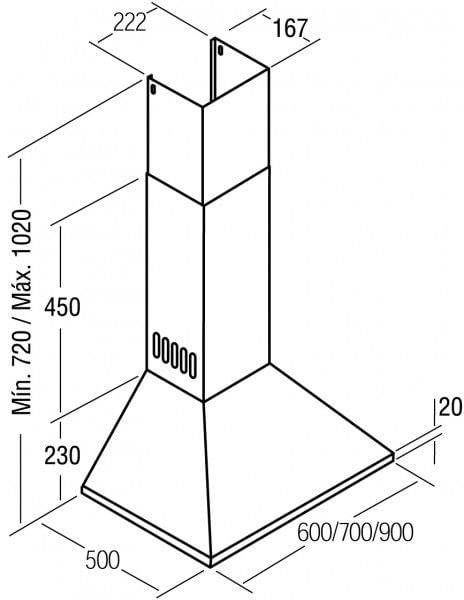 CATA OMEGA 700 CAMPANA BLANCO 70CM 645M3/H C Motor M3R - 2
