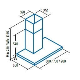 CATA S PLUS 900 X /L CAMPANA INOX 90CM 645M3/H C Motor M3R - 2