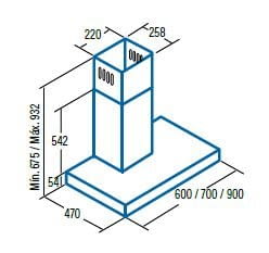 CATA S-900 INOX /L CAMPANA INOX 90CM 400M3/H C Motor K7 Plus - 2