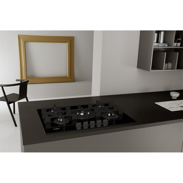 WHIRLPOOL GOWL 728/NB PLACA CRISTAL NEGRO GAS 75CM 5 Fuegos - 9