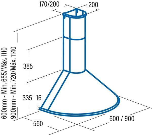 CATA Q 900 BK CAMPANA NEGRO 90CM 645M3/H C Motor M3R - 3