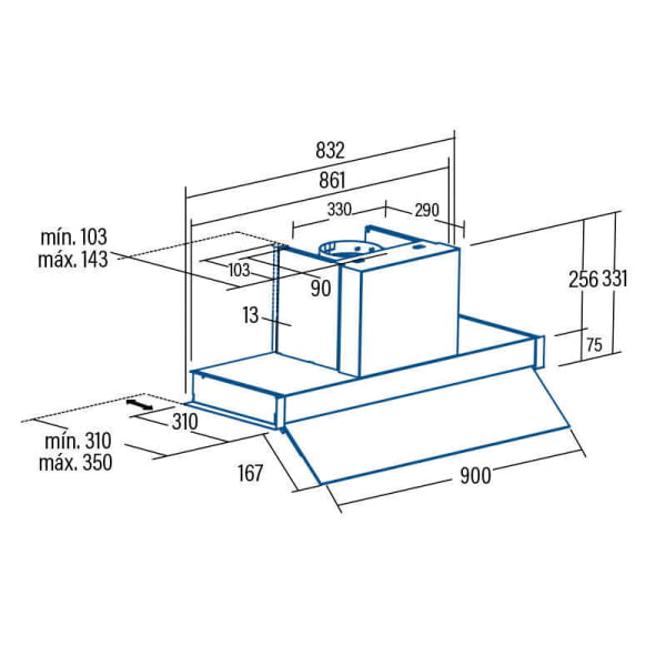 CATA TENTA 90 GWH GRUPO FILTRANTE INOX 90CM 765M3/H A+ Iluminacion LED - 3