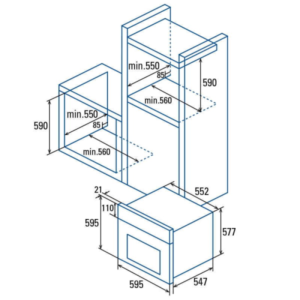 CATA MT 8012 WH HORNO MULTIFUNCION CAN ROCA CRISTAL BLANCO ABATIBLE A AquaSmart - 2
