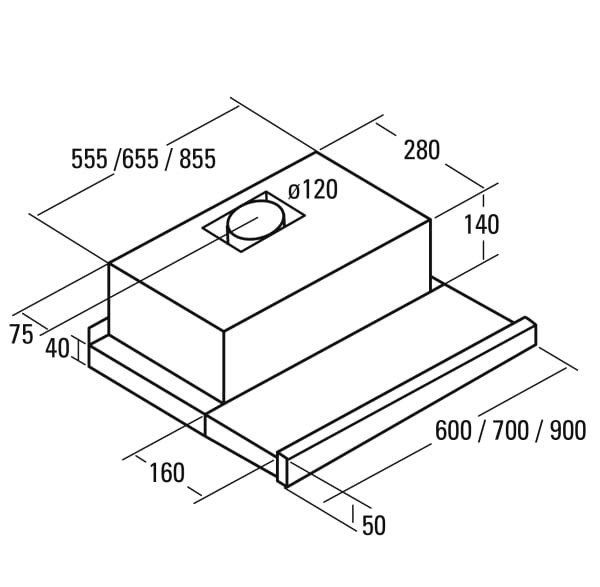 CATA TF 2003 DURALUM 700 CAMPANA TELESCOPICA INOX 70CM 390M3/H C Control Mecanico - 2