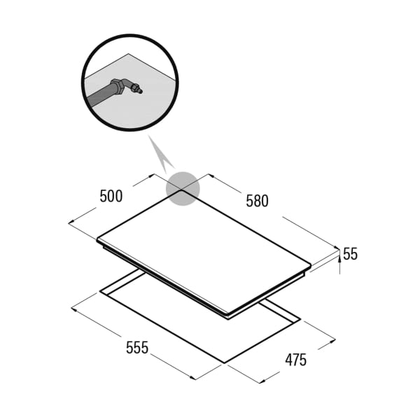 CATA LCIB 6021 BK PLACA CRISTAL NEGRO GAS BUTANO 60cm 3 Fuegos - 2