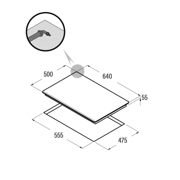 CATA LCIB 6031 BK PLACA CRISTAL NEGRO GAS BUTANO 64CM 4 FUEGOS Valvulas de seguridad - 2