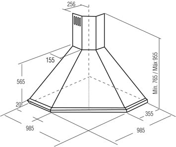 CATA ANGOLO BOX 1000 X /C CAMPANA ESQUINA INOX 100CM 780M3/H A Motor BT3 - 2