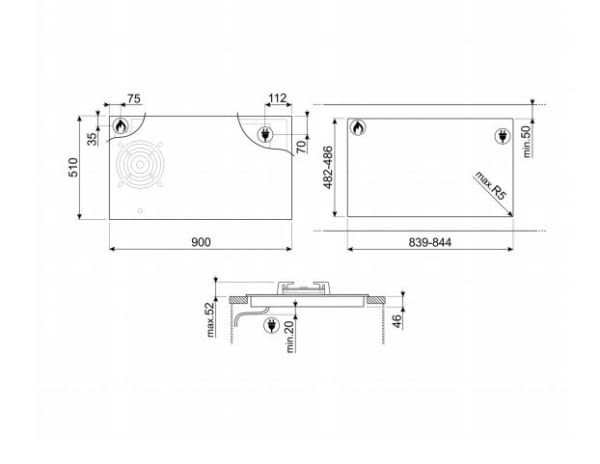 SMEG PM3953D PLACA MIXTA NEGRA 5 ZONAS 90CM Clasica - 8