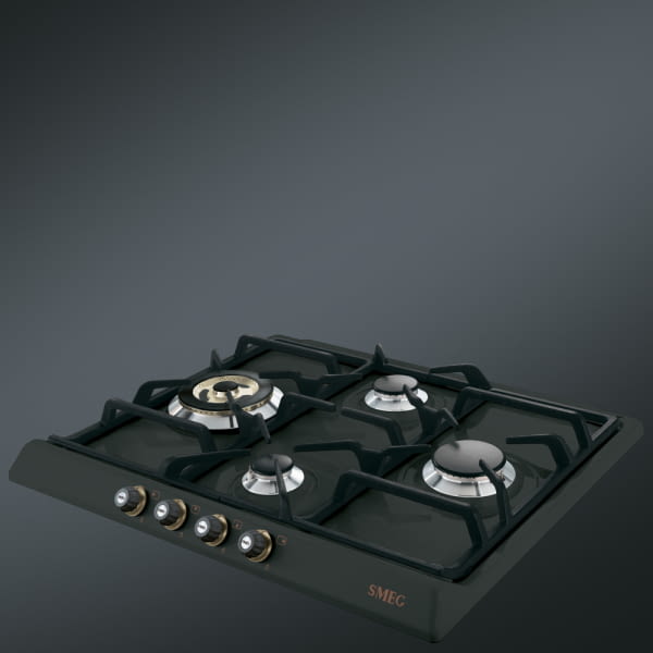 SMEG SR764AO PLACA GAS ANTRACITA 4 FUEGOS 60CM Cortina - 2