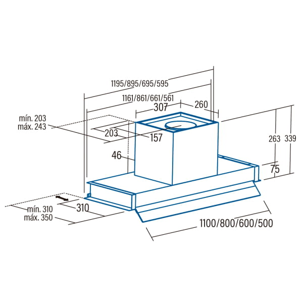 CATA CORONA 120 GRUPO FILTRANTE INOX 120CM 850M3/H A Iluminacion LED - 3