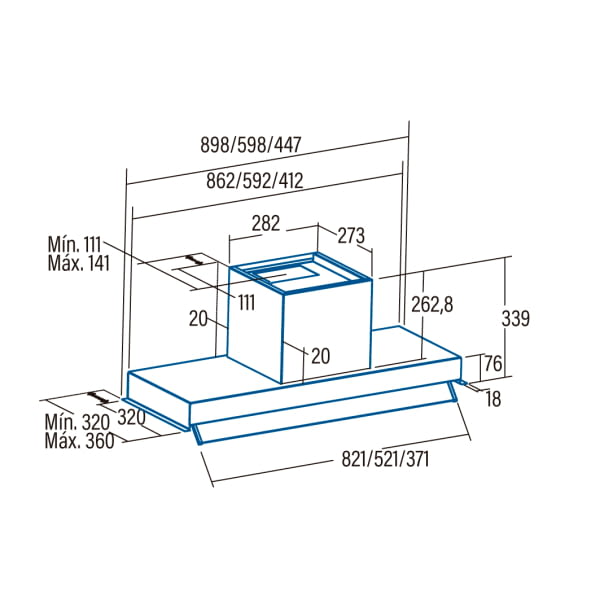 CATA ARMONIA 45 X GRUPO FILTRANTE INOX 45CM 645M3/H C Iluminacion LED - 4