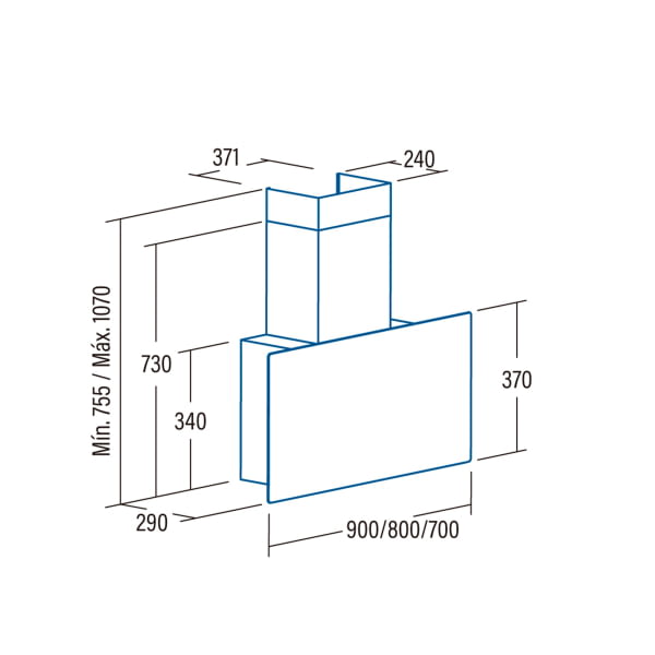CATA GRECO 90 WH CAN ROCA CAMPANA VERTICAL CRISTAL BLANCO 90CM 850M3/H A Motor BT3 - 2